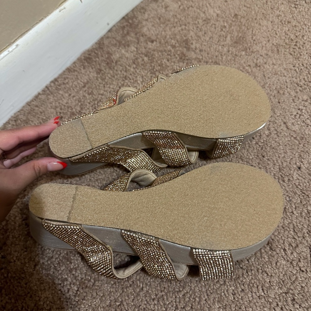 Volatile Gold Multi-Strap Sandals - image 4